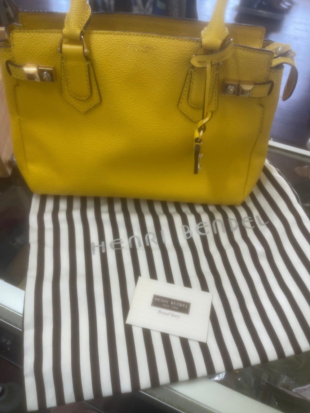 henri bendel Yellow Pebbled Leather Satchel - Picture 2 of 13